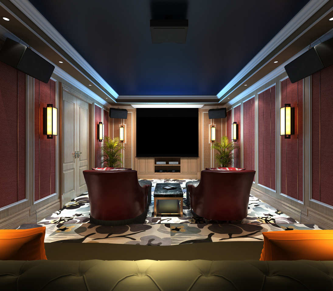 3d render home cinema room