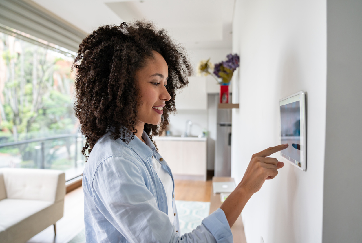 Woman living in an intelligent home