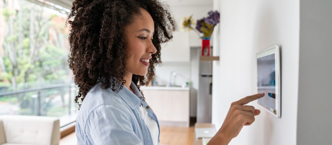 Woman living in an intelligent home